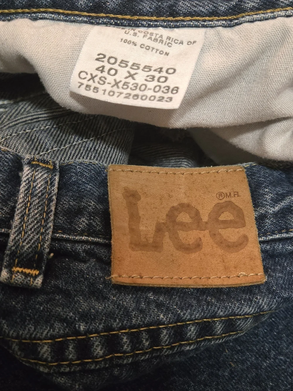 Lee Men's 40x30 Dark Wash Straight Leg Classic Denim Jeans